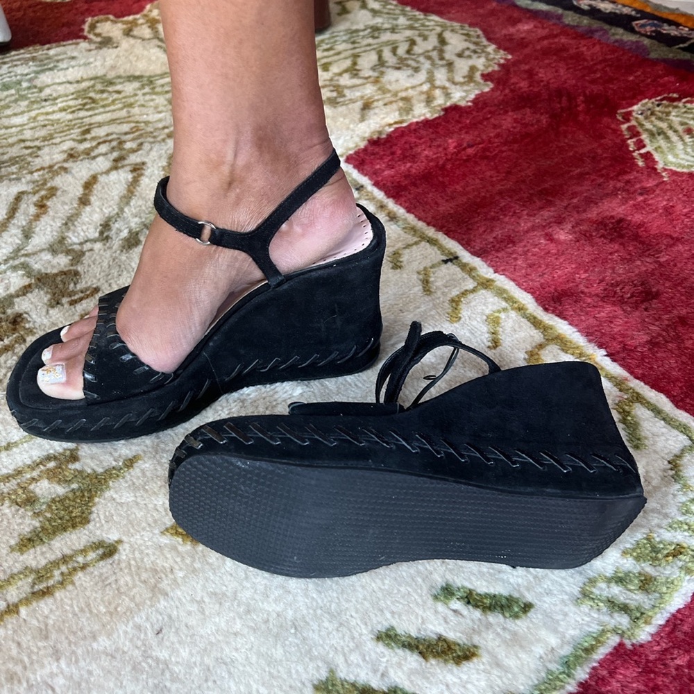 Fornarina black suede platform sandals